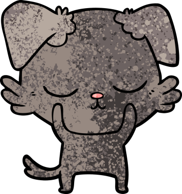 Bir insan tarafından çizilmiş şirin bir çizgi film köpeği.