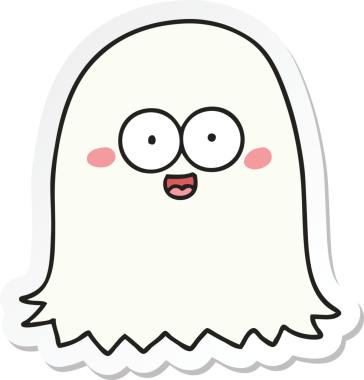 Bir insan tarafından çizilmiş karikatür arkadaş canlısı bir hayaletin çıkartması.