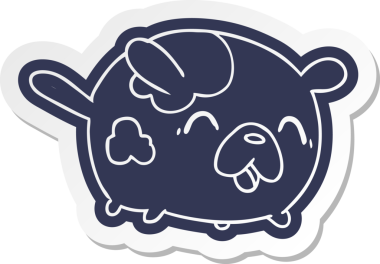 çizgi film çıkartması kawaii bir insan tarafından çizilmiş sevimli yama köpeği