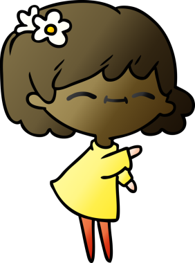 Bir insan tarafından çizilmiş kawai kızının gradyan çizimi.