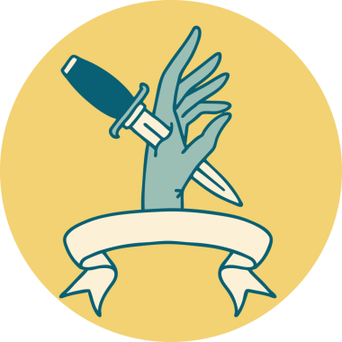 Bir insan tarafından çizilmiş eline hançer dövmesi simgesi