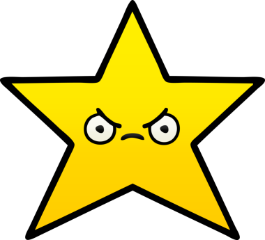 Bir insan tarafından çizilmiş altın yıldızın gölgeli karikatürü