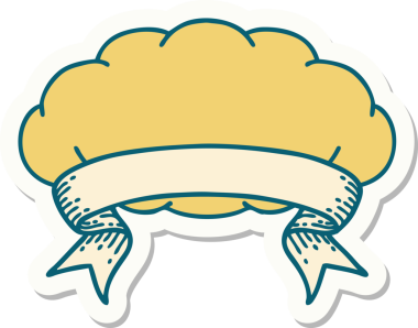 Bir insan tarafından çizilmiş gri bulutlu dövme stili etiketi