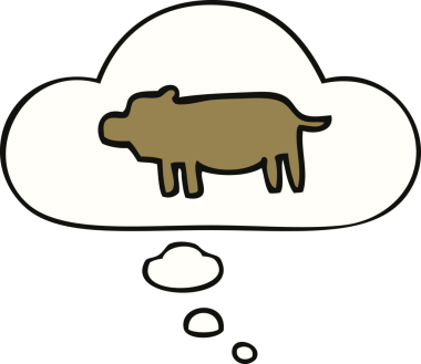 Bir insan tarafından çizilmiş düşünce baloncuklu hayvan sembolü.