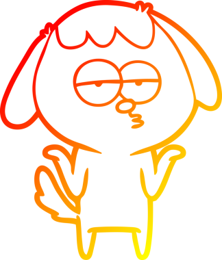 Bir insan tarafından çizilen ve sıkılmış bir köpeğin sıcak çizgi çizimi.