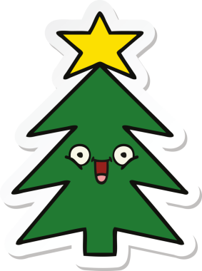 Bir insan tarafından çizilmiş şirin bir noel ağacının çıkartması.