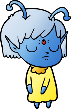 Bir insan tarafından çizilmiş uzaylı kız.