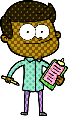 Bir insan tarafından çizilmiş mutlu bir satıcı.