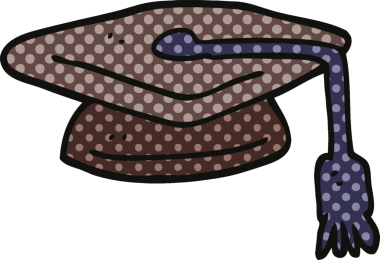 Bir insan tarafından çizilmiş çizgi roman tarzı mezuniyet şapkası.