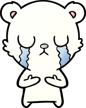 Bir insan tarafından çizilmiş üzgün küçük kutup ayısı çizgi filmi.