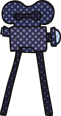 Bir insan tarafından çizilmiş çizgi roman tarzı film kamerası.