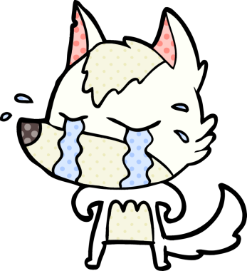 Bir insan tarafından çizilmiş ağlayan kurt çizgi filmi.