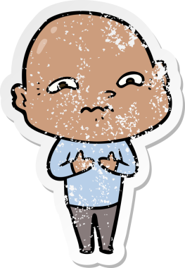 Bir insan tarafından çizilmiş gergin bir adamın sıkıntılı çıkartması.