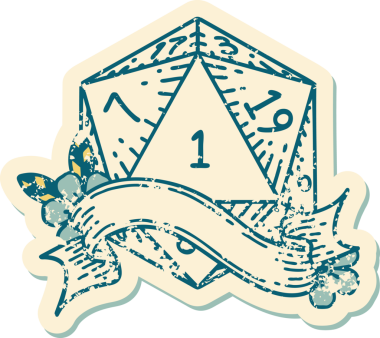 Retro Dövme Biçimi Doğal Bir d20 zar bir insan tarafından çizildi