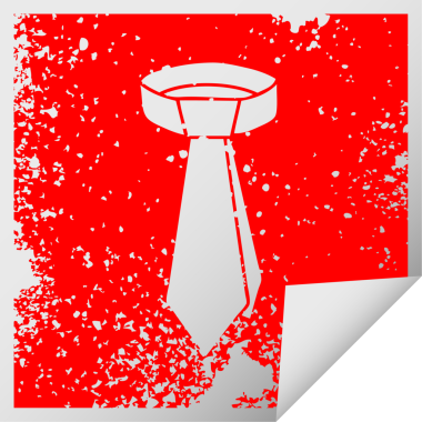 Sıkıntılı kare soyma etiketi. Bir insan tarafından çizilmiş garip sembol boyun bağı.