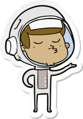 Bir insan tarafından çizilmiş kendine güvenen bir astronotun çıkartması.