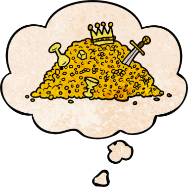 Bir insan tarafından çizilmiş grunge desenli bir hazine yığını.