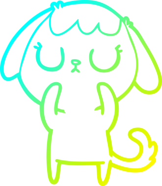 Bir insan tarafından çizilmiş şirin bir çizgi köpeğin soğuk gradyan çizgisi.