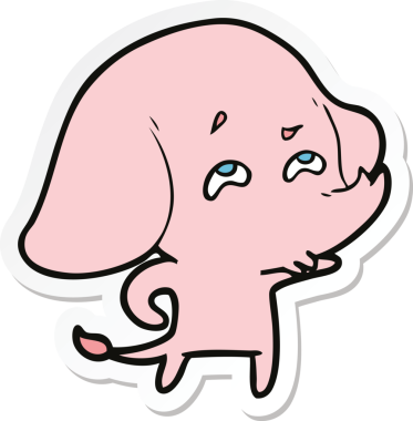 Bir insan tarafından çizilmiş karikatür filinin çıkartması.