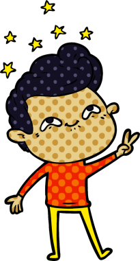 Bir insan tarafından çizilmiş heyecanlı bir çizgi film.