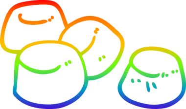 gökkuşağı gradyan çizgi çizimi bir insan tarafından çizilmiş lezzetli marşmelovlar