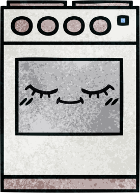 Bir insan tarafından çizilmiş mutfak fırınının retro grunge deseni.