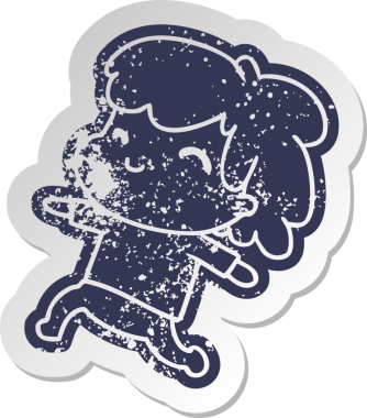 Bir insan tarafından çizilmiş sakallı yaşlı çizgi film yapıştırıcısı Kawaii çocuk.