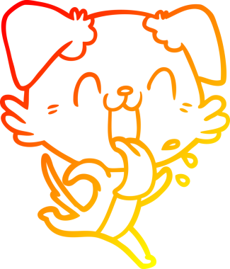 Bir insan tarafından çizilmiş, nefes nefese bir köpeğin sıcak çizgi çizimi.