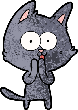 Bir insan tarafından çizilmiş komik çizgi film kedisi.