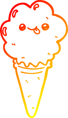 Bir insan tarafından çizilmiş çizgi film dondurmasının sıcak çizgi çizimi