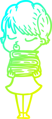 Bir insan tarafından çizilmiş gözleri olan bir karikatür kadın çizimi