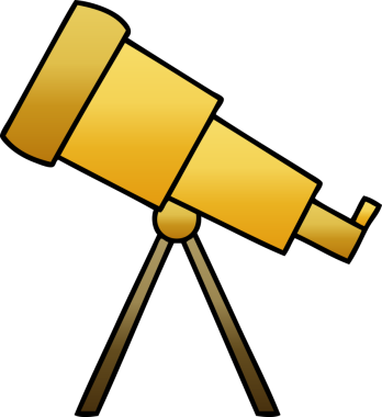 Bir insan tarafından çizilmiş bir teleskobun gölgelenmiş karikatürü