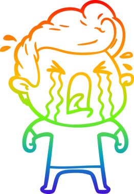 Bir insan tarafından çizilmiş ağlayan bir adamın çizdiği gökkuşağı gradyan çizgisi.