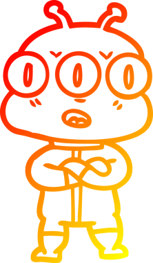 Bir insan tarafından çizilmiş üç gözlü bir karikatür çizimi.