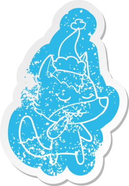 Dost canlısı çizgi film, Noel Baba şapkası takan bir kurdun insan tarafından çizilmiş çıkartması.