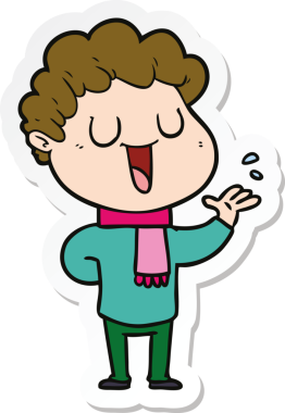 Bir insan tarafından çizilmiş bir karikatür adamın çıkartması.