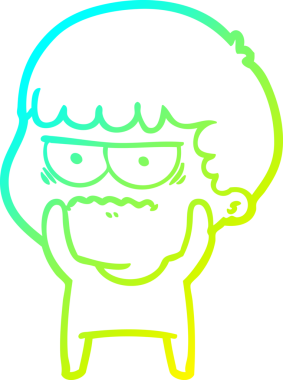 Bir insan tarafından çizilmiş bir çizgi filmin soğuk gradyan çizimi.