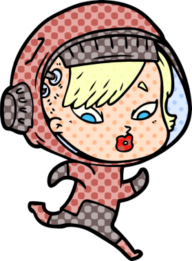 Bir insan tarafından çizilmiş astronot kadın.