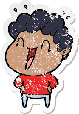 Bir insan tarafından çizilmiş mutlu bir adamın sıkıntılı çıkartması.