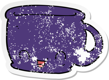 Bir insanın çizdiği bir fincan kahvenin sıkıntılı çıkartması.