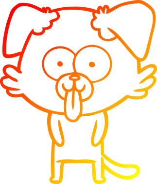 Bir insan tarafından çizilmiş dilli çizgi film köpeği çizimi.