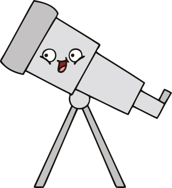 Bir insan tarafından çizilmiş sevimli bir teleskop karikatürü.