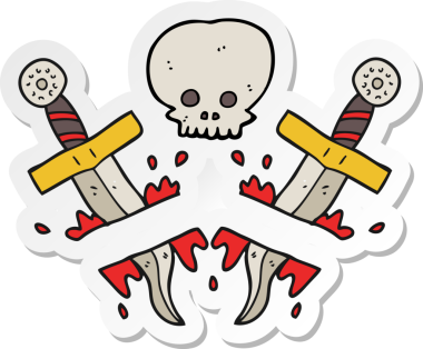 Bir insan tarafından çizilmiş karikatür hançer dövmesi.