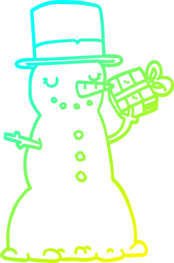 Bir insan tarafından çizilmiş bir kardan adamın soğuk gradyan çizimi.