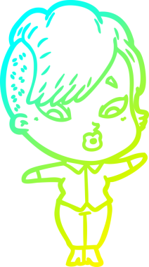 Bir karikatür çizimi, bir insan tarafından çizilmiş bir kızı şaşırttı.