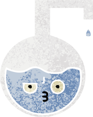 Bir insan tarafından çizilmiş bilimsel bir deneyin retro çizim tarzı karikatürü