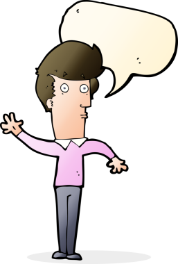 Bir insan tarafından çizilmiş konuşma baloncuğuyla sallanan sinirli bir adam.