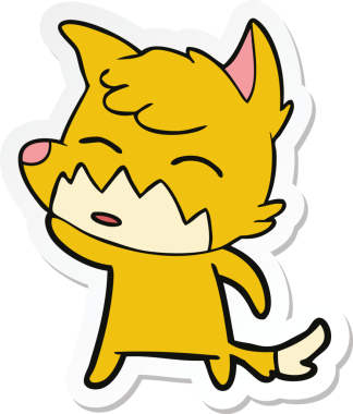 Bir insan tarafından çizilmiş bir tilkinin çıkartması.