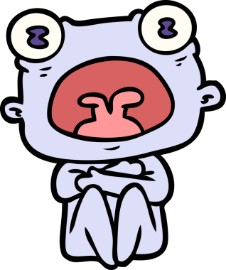 Bir insan tarafından çizilmiş garip bir uzaylı çizgi filmi.