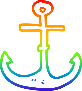 gökkuşağı gradyan çizgi çizimi bir insan tarafından çizilmiş bir gemi çapası